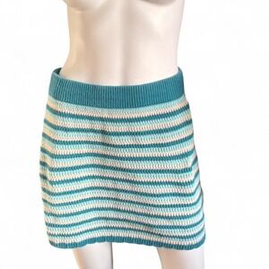 Wild Fable Blue Striped Crochet Knit Mini Skirt Coastal Y2K Beach Vacation